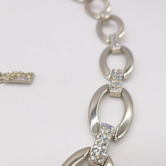 Women\'s Silver Chain Belt Crystal Rhinestone Oval Links Adjustable main image 4